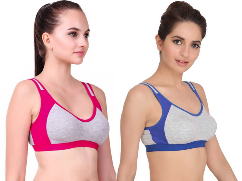 MagneFashion Cotton Sports Bra-Pink Blue