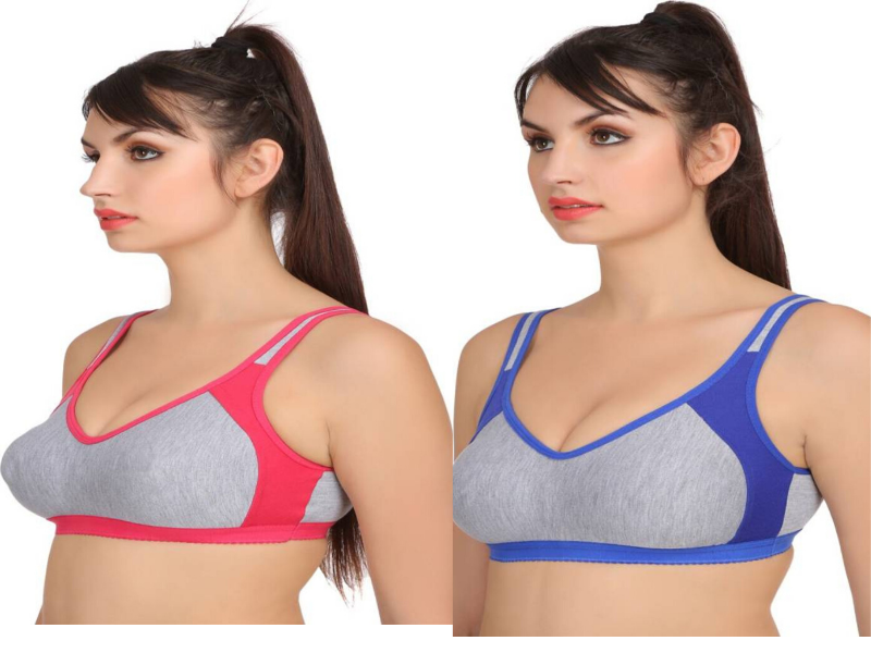 MagneFashion Cotton Sports Bra-Pink Blue