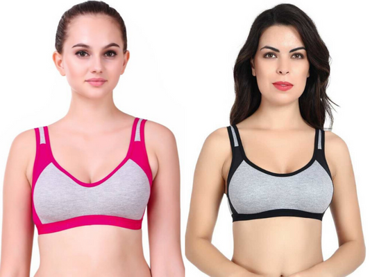 MagneFashion Cotton Sports Bra Combo Pink Black