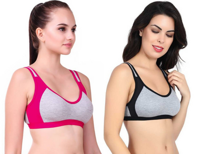 MagneFashion Cotton Sports Bra Combo Pink Black