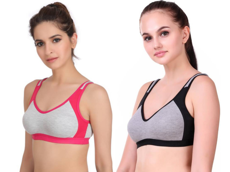 MagneFashion Cotton Sports Bra Combo Pink Black