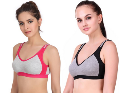 MagneFashion Cotton Sports Bra Combo Pink Black