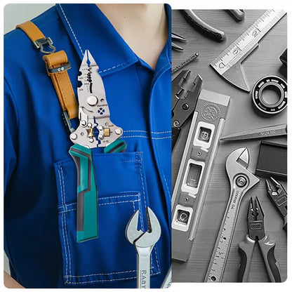 🔥LAST DAY SALE 49% OFF-🛠️16 in 1 Wire Stripper Twister for Cutting and Pulling Wires,Cable Scissors,Voltage Tester Pliers, 12V to 250V Live,Null,Hot Wire Judgment AC DC, Audible and Flashing LED Alarms