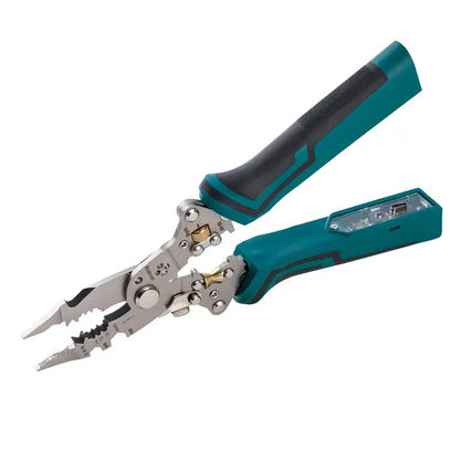 🔥LAST DAY SALE 49% OFF-🛠️16 in 1 Wire Stripper Twister for Cutting and Pulling Wires,Cable Scissors,Voltage Tester Pliers, 12V to 250V Live,Null,Hot Wire Judgment AC DC, Audible and Flashing LED Alarms