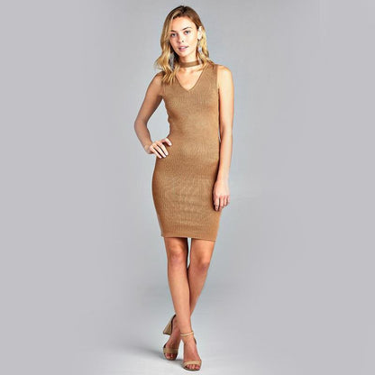 V Neck Choker Dress